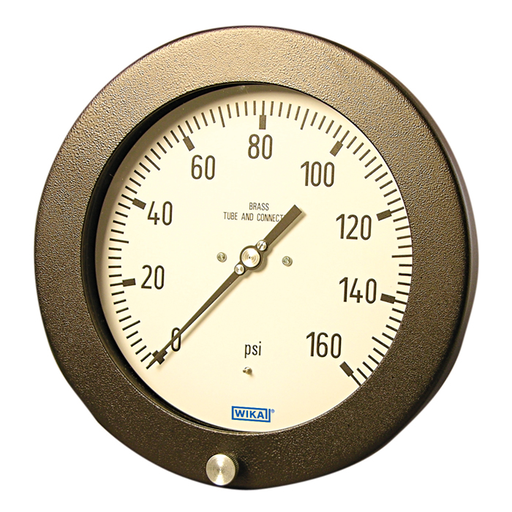 [52796584] 232.25 Series Stainless Steel Dry Industrial Pressure Gauge, 15 PSI/FTH2O, 1/4" Lower Back Mount, Inner Scale in Red PMS 032 Reads 94.93-129.93 FTH20