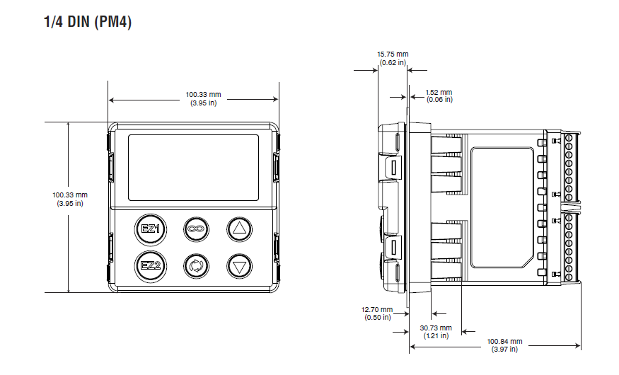 1/4 DIN EZ ZONE PM CONTROLLER, UNIVERSAL INPUT, 100-240 VAC