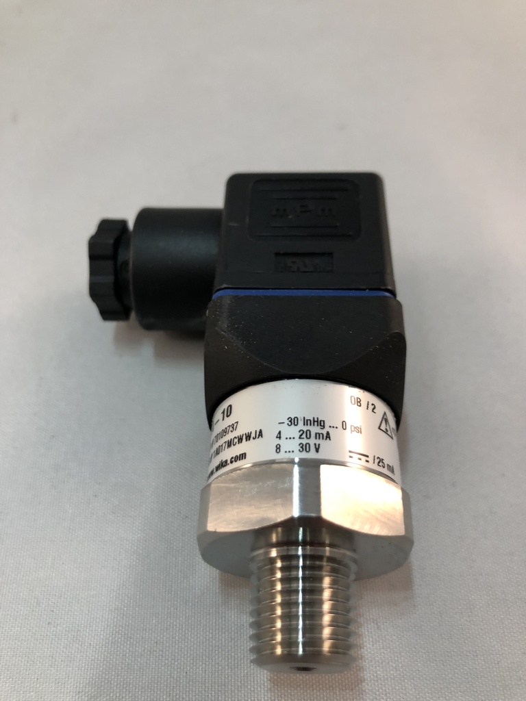 WIKA A-10; -30 InHG Vacuum; 1/4 NPT; 4 ... 20 mA, 2-wire