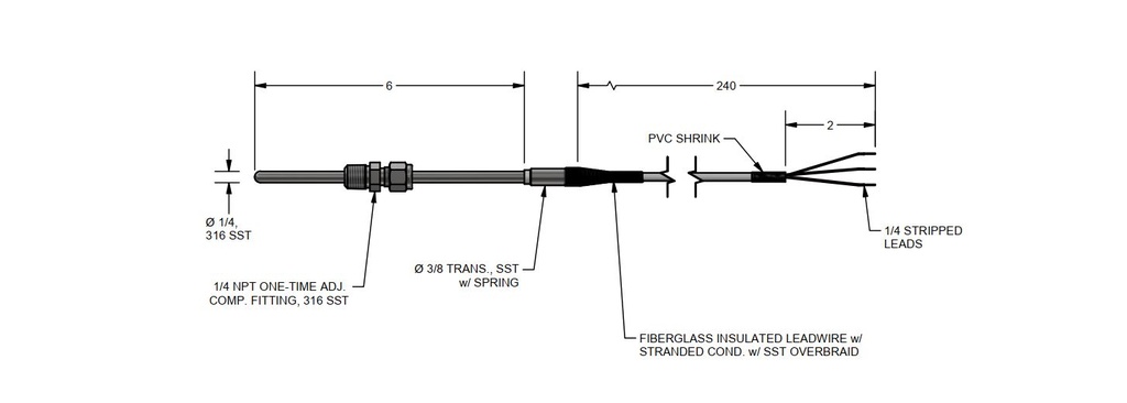 PYROMATION, SINGLE RTD 100OHM, 18INCHES