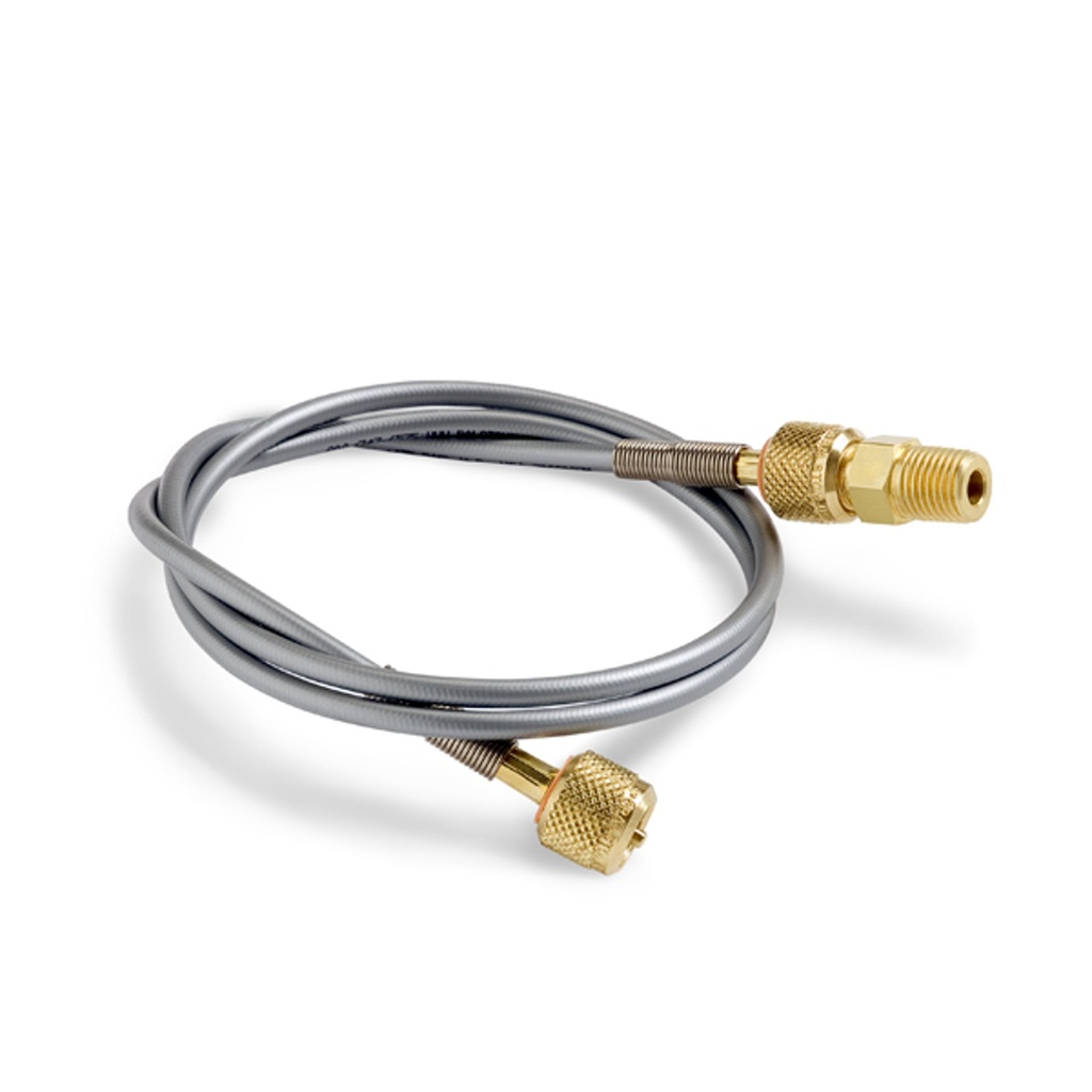 (1) 3' outlet hose with brass Quick-test ends, (1) QTHA-2MB0 1/4" Male NPT adapter, brass