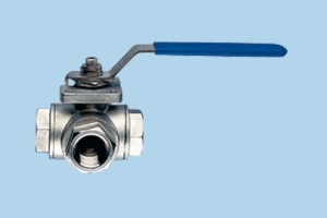 BONOMI 1/4" NPT FULL PORT SS 3-WAY BALL VALVE W/ LOCKING HANDLE "T" PORT