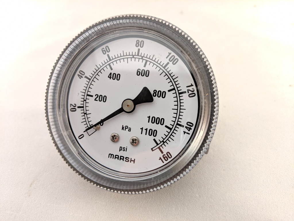 PRESSURE GAUGE 0-160 PSI 2.5" 1/4"CBM 2% ACCURACY