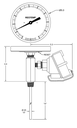 DM4B: Dual Mode Thermometer, 5" DIAL, Back Connected, with 1/4" dia. Stem, 300 series