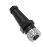 Banner BFW-M12F4-6X, Field Wireable: M12. 4-pin Straight Female. 22 AWG 4-6 mm Cable Range; Screw Terminal. PA+GF Black Body; Aluminum Alloy Coupling Nut