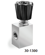 Tescom Shut Off Valve, Angle Pattern, 10,000 PSI, 2.3 Cv, 3/8" MS33649 Port Type