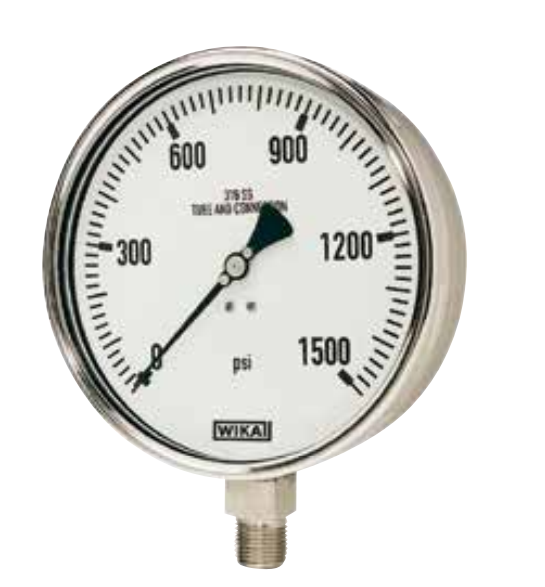 WIKA 232.50 Series Gauge, 4inch Case 0-150PSI Second Scale psi, 1/2" Bottom Connection, DRY,