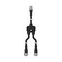 Banner Splitter Cable, 4-pin M12 QD; Straight Male Trunk 0.3 m; Two Straight Female Branches 0.3 m; Standard Wiring for Two Separate Black Wire Outputs (CSA-M1241M1241)