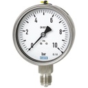 Wika 233.53 Stainless Steel Pressure Gauge, 2.5" Dial, 0-30 PSI, Liquid Filled, 1/4" NPT SS Lower Mount