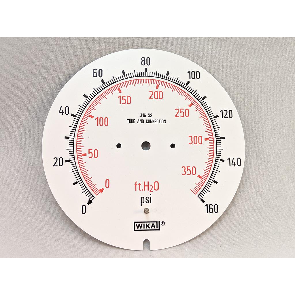 Wika Dial Only, 160 PSI and 370 Feet of Water for 23X.34 Gauge