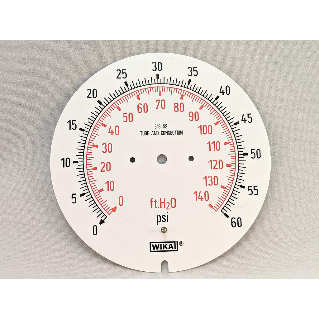 Wika Dial Only, 60 PSI and 140 Feet of Water for 23X.34 Gauge