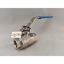 Bonomi 1/2" NPT Full Port Ball Valve, 2 Piece, Stainless Steel w/ Locking Handle