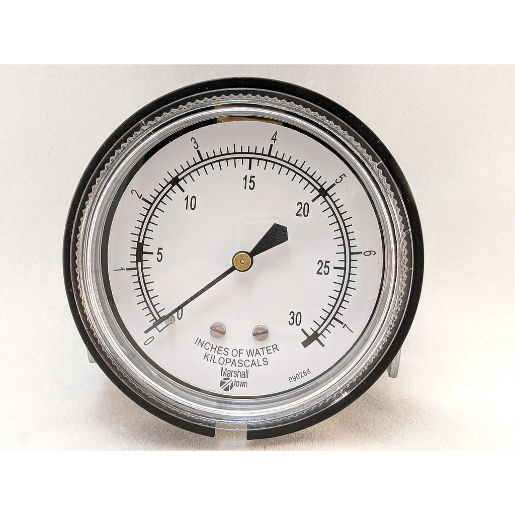 PRESSURE GAUGE 83KB 2.5" 1/4"CBM 0-30"WATER COLUMN FLUSH MT