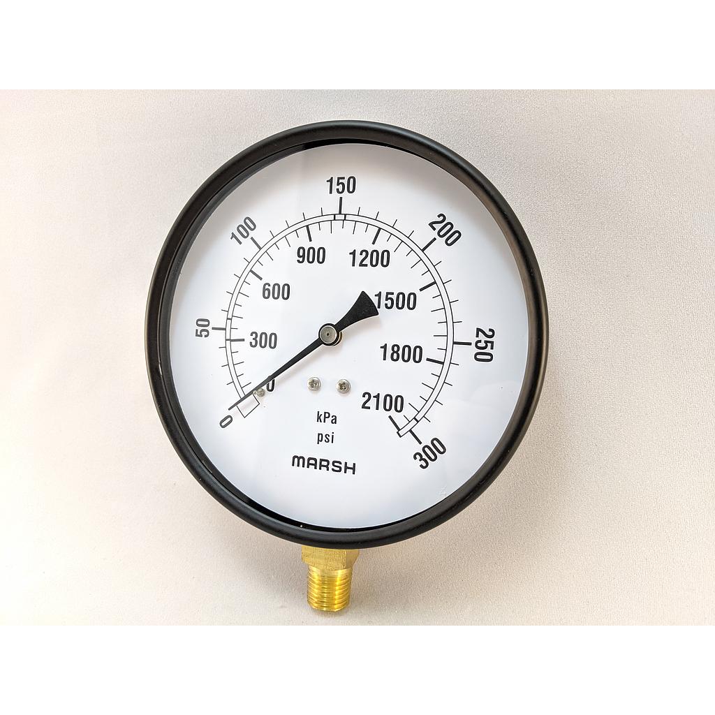 PRESSURE GAUGE 0-300 PSI 4.5" 1/4"BOTTOM CONNECT 2% ACCURACY