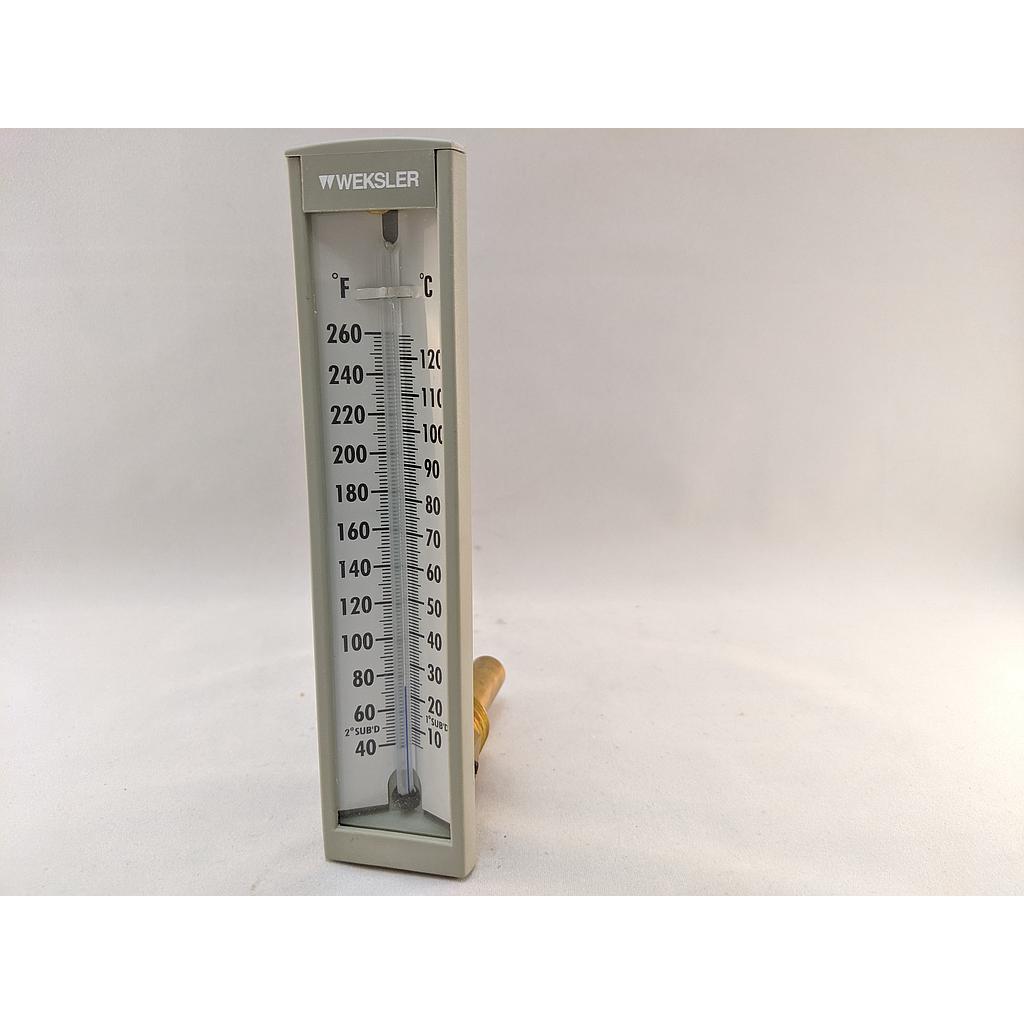 Economy Thermometer, Back Connection, 2" Stem, 5" Scale, 40/260F&C