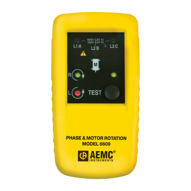 AEMC Phase & Motor Rotation Meter Model 6609 Replaced by Cat #2121.90 - Model 6611