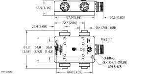 Turck Actuator and Sensor Junction Box, 7/8 minifast I/O Ports, " (4 RKF 30-X5-CS12)