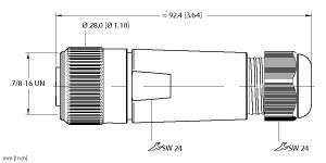 Turck Actuator and Sensor Field Wireable, 7/8 Connection, " (B 4161-0 5-13MM)