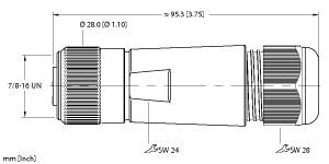 Turck Actuator and Sensor Field Wireable, 7/8 Connection, " (B 4161-0 8-17MM)
