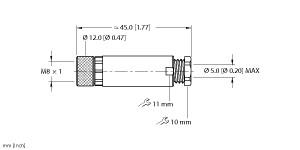 Turck Actuator and Sensor Field Wireable, M8 × 1 Female Connector, Straight (B 5133-0)
