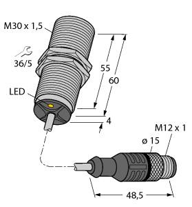 Turck Inductive Sensor, For Use in Vehicle Board Nets (BI15-EM30-AP45XLD-0.2-RSV4T/S100)