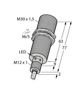 Turck Inductive Sensor, With Extended Switching Distance (BI15U-EM30E-AP6X/S90 7M)
