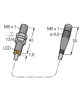 Turck Inductive Sensor, With Extended Switching Distance (BI2U-EG08-AP6X-2-PSG3)