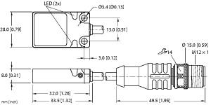 Turck Inductive Sensor, Resistant to Magnetic Fields (BI5-Q08-AP6X2/S34-1XOR-RS4)