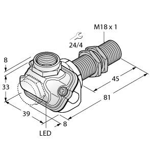 Turck Inductive Sensor, For the Food Industry (BI8U-EM18WDTC-AP6X)