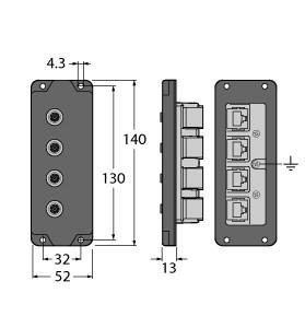 Turck Accessories for Fieldbus Systems, Wall/panel feed-through (BIC-44-E424)