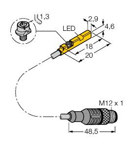 Turck Magnetic Field Sensor, For Pneumatic Cylinders (BIM-UNR-AP6X-0.3-RS4 W/M)