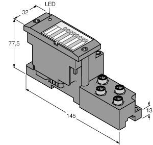 Turck BL67 base module, 4 × M8 Connector, 3-pin (BL67-B-4M8)