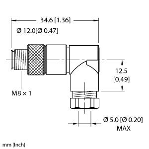 Turck Actuator and Sensor Field Wireable, M8 × 1, Male, Right Angle (BS 5241-0)