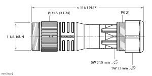 Turck Actuator and Sensor Field Wireable, 7/8 Connection, " (BS 71121-0/21)