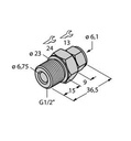 Turck Accessories, Compression Fitting, For Temperature Sensors (CF-M-6-G1/2-A4)
