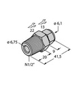 Turck Accessories, Compression Fitting, For Temperature Sensors (CF-M-6-N1/2-A4)