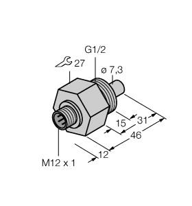 Turck Flow Monitoring, Immersion Sensor without Integrated Processor (FCS-G1/2TN-NA-H1141)