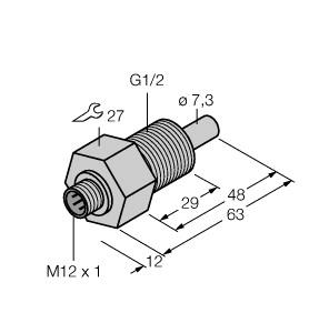 Turck Flow Monitoring, Immersion Sensor without Integrated Processor (FCS-GL1/2A4-NA-H1141)