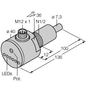 Turck Flow Monitoring, Immersion Sensor with Integrated Processor (FCS-N1/2A4-AP8X-H1141/L100)