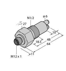 Turck Flow Monitoring, Immersion Sensor without Integrated Processor (FCS-N1/2A4-NAEX-H1141/A)