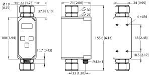 Turck Flow Rate Measurement, Inline Sensor with Integrated Processor, Relay Output 24 VDC NO (FTCI-N3/4D19A4P-2ARX-H1160)