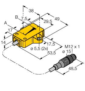 Turck Inductive Linear Position Sensor (LI25P1-QR14-LIU5X2-0.3-RS4)
