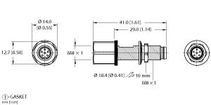 Turck Actuator and Sensor Receptacle, Panel Feed-through (MFSV MFKV 6/M8)