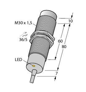 Turck Inductive Sensor, With Increased Temperature Range (NI15-M30-AP6X/S120 7M)