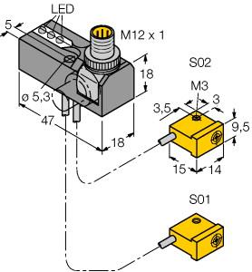 Turck Inductive Sensor, Monitoring Kit for Power Clamps (NI2-Q9.5-0.1-BDS-2AP6X3-H1141/S34)