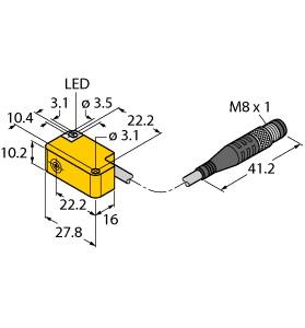 Turck Inductive Sensor, With Extended Switching Distance (NI5U-Q10S-AP6X-0.2-PSG3M)