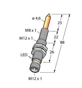 Turck Magnetic Field Sensor, With TIN Coating, For Detection of Ferromagnetic Parts (NIMFE-EM12/4.6L88-UN6X-H1141/S1182)
