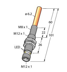 Turck Magnetic Field Sensor, With TIN Coating, For Detection of Ferromagnetic Parts (NIMFE-EM12/6.2L101-UP6X-H1141/S1182)