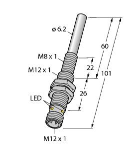 Turck Magnetic Field Sensor, For Detection of Ferromagnetic Parts (NIMFE-EMT12/6.2L101-UP6X-H1141)