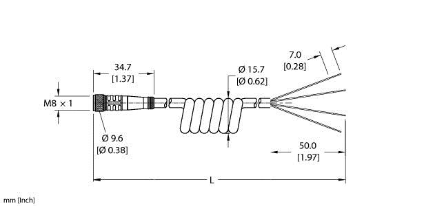 Turck Actuator and Sensor Cordset, Connection Coil Cordset (PKG 4M-3/S90-SP)